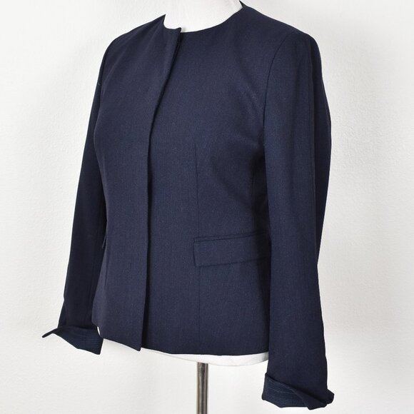 Hugo Boss Jalesana Hidden Button Wool Blazer Navy - 10 - Picture 2 of 11